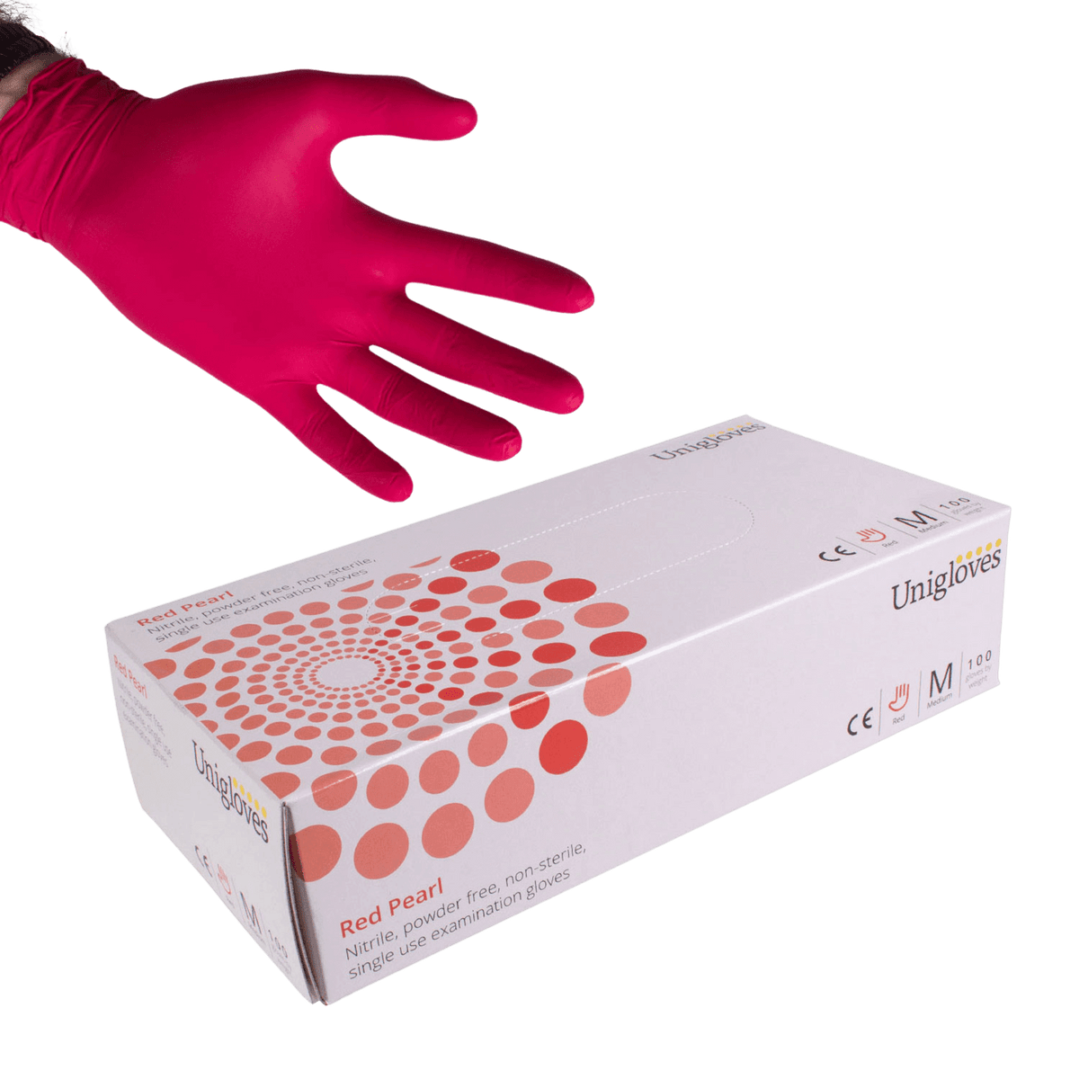 Unigloves Red Pearl Nitrile gloves - box of 100 pieces
