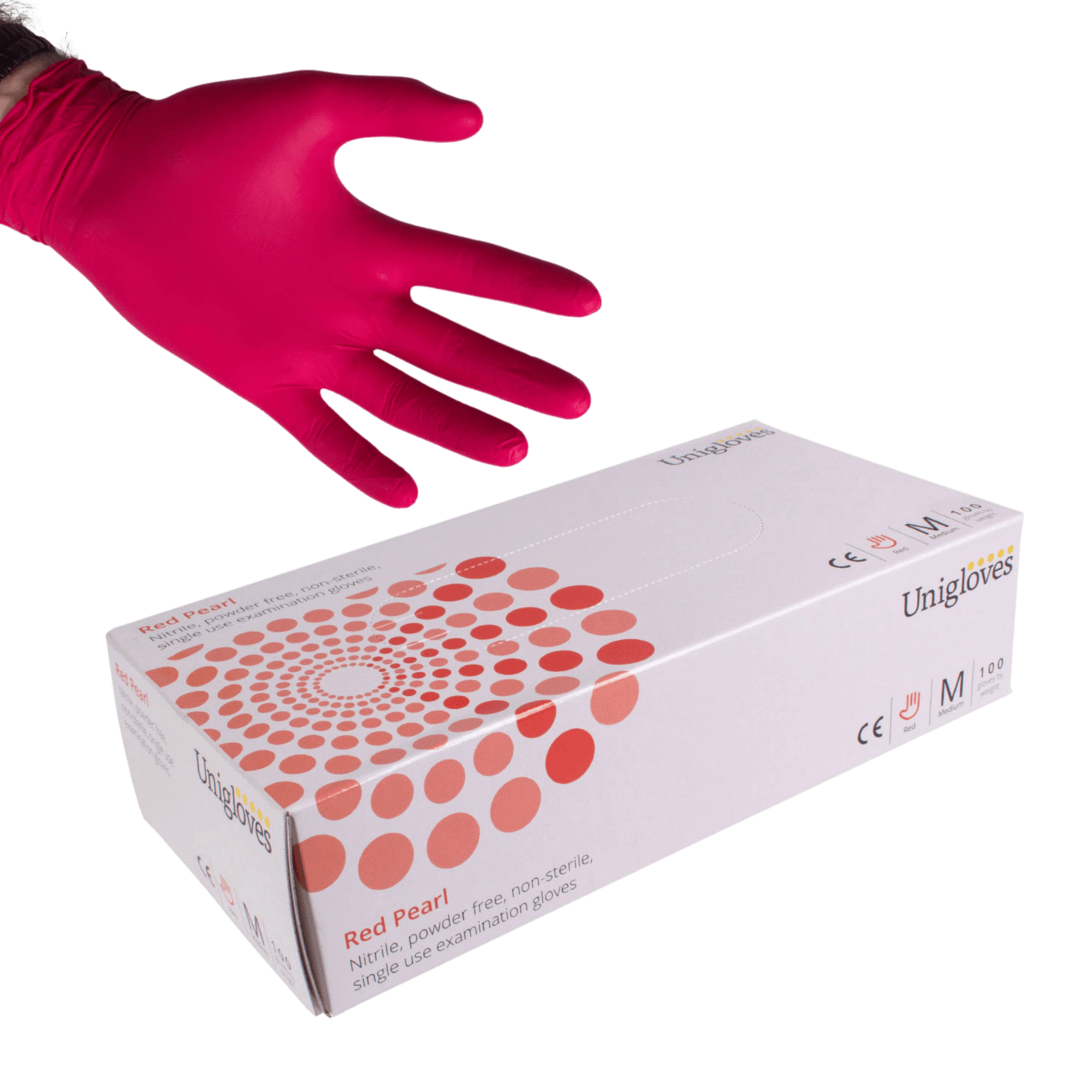 Unigloves Red Pearl Nitrile gloves - box of 100 pieces